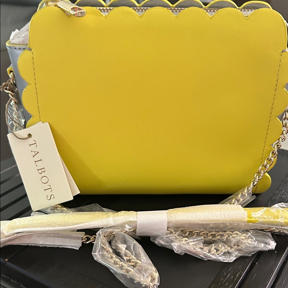 Talbots‎ Vibrant Yellow Scalloped Crossbody Bag